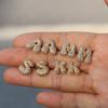 Hip Hop Gold Plated CZ Zircon Initial Letter Stud Earrings for Women Balloon Bubble Fat Alphabet Ear Studs Punk Jewelry
