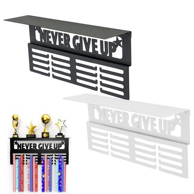 White Medal Hanger Display with Shelf - Easy Install Metal Award Rack Trophy