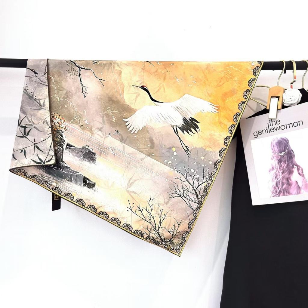 Flower Dill 70 * 70 New Chinese Suhang Small Square Scarf High-End Silk Scarf Women'S Double-Sided Spring And Summer Shawl Scarf