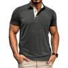 Summer Mens Short Sleeve Turn Down Collar T-Shirt Fashion Patchwork Polos Man