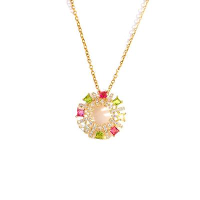 New Copper Micro-inlaid Color Zirconium Necklace Sweet Flower Pendant Personalized Color Sunflower Temperament Jewelry Gift