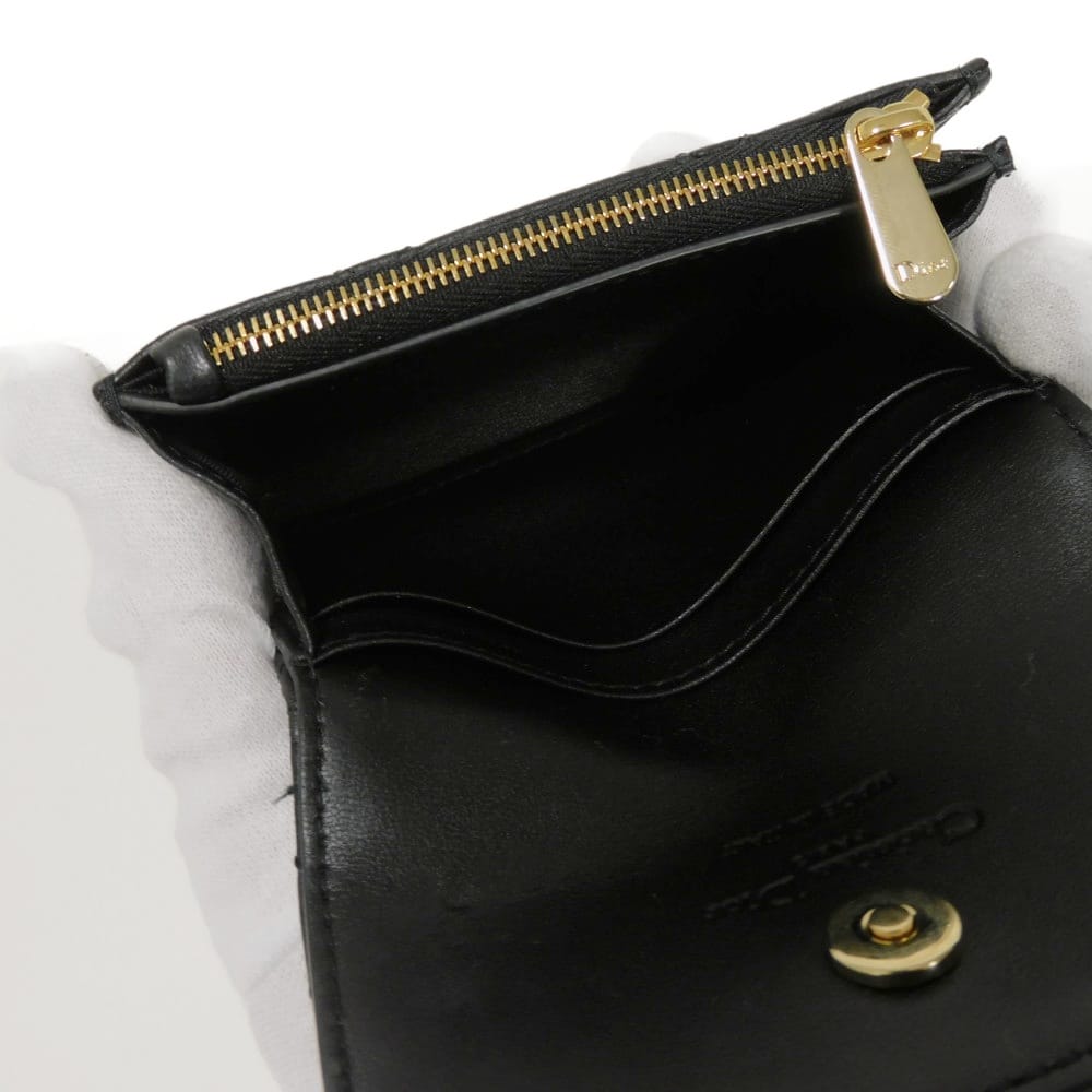 Used 10656 Glycine Wallet S0966ONMJ_M900 7941 Current Logo Charm Coin Purse Card Case Cannage Black Women's from Japan