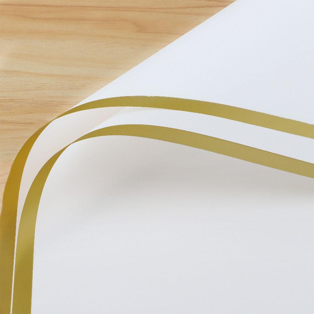 10 Sheet Gold Edge Floral Wrapping Paper Waterproof Bouquet Wrap Florist Supplies Fresh Flower Packaging Papers DIY For Gift Box