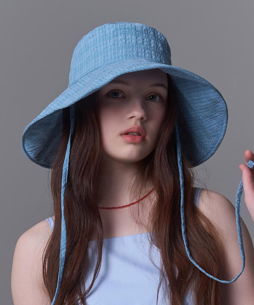 Hwaiteusaenjeu Check Waffle Airy Floppy Hat Messina (5 Colors)