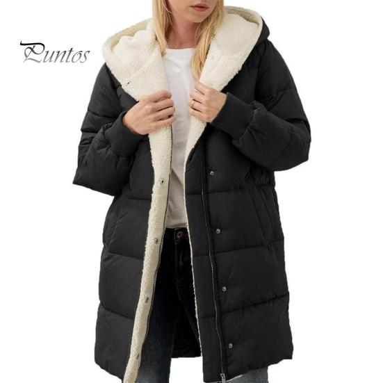 

Зимове жіноче пальто Товста флісова підкладка Вітрозахисна застібка-блискавка З капюшоном Еластичні манжети Кишені Довгі рукави Теплозберігаючий кардиган Пуховик XXL чорний