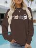 Women's Autumn/Winter Long-Sleeve Cat Print Hoodie Sweatshirt