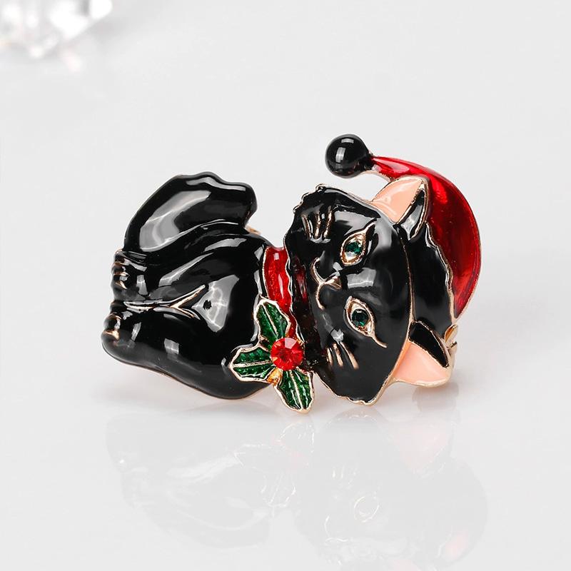 1 ks Slitina Pro Ženy Kočka Brože Smalt Zvíře Brož Odznaky Dárky k Novému Roku Bílá Černá