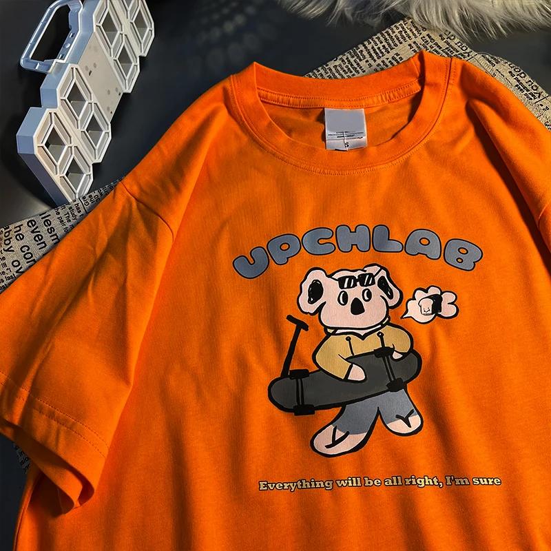 

Американская ретро свободная футболка с коротким рукавом мужская женская летняя модная брендовая Харадзюку из чистого хлопка парная футболка с рукавом до локтя Инс XXXXXL оранжевый