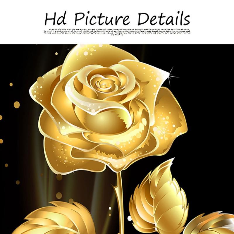 Nordic Golden Rose Flower Wall Art Canvas Painting Modern Black Abstract Prints Combination Poster For Living Room Home Decor