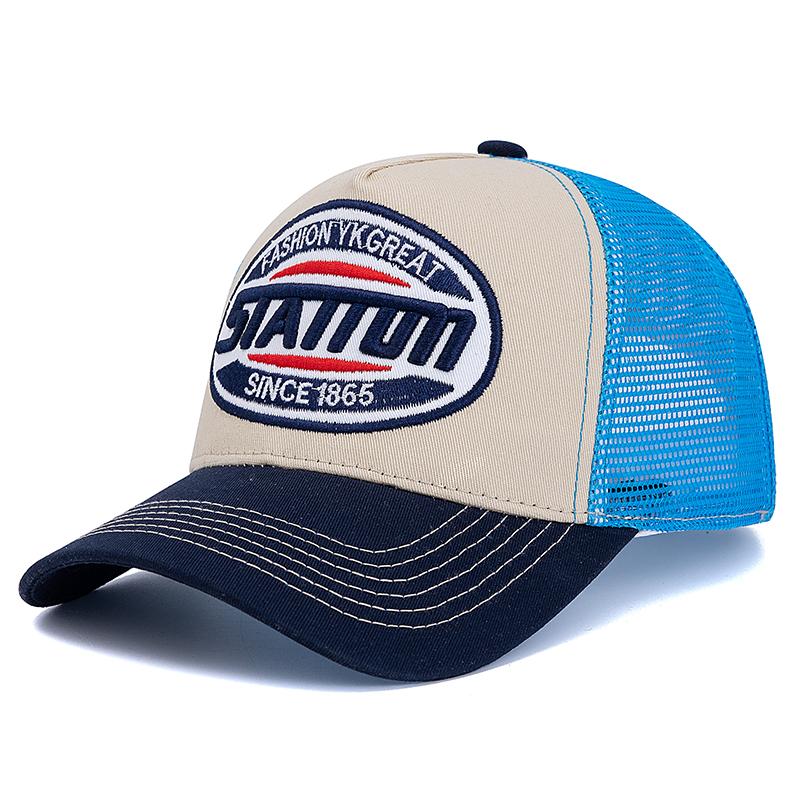 Unisex Baseballkappe Classic STATION Buchstabenmuster Mesh Cap Herren und Damen Atmungsaktive Streetwear Sommer Trucker Hat