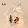 Decorative Shelf Figurine Holder Clear Acrylic House Ornament, DIY Fillable Christmas with Light, Lighted Table Centerpiece Rechargeable for