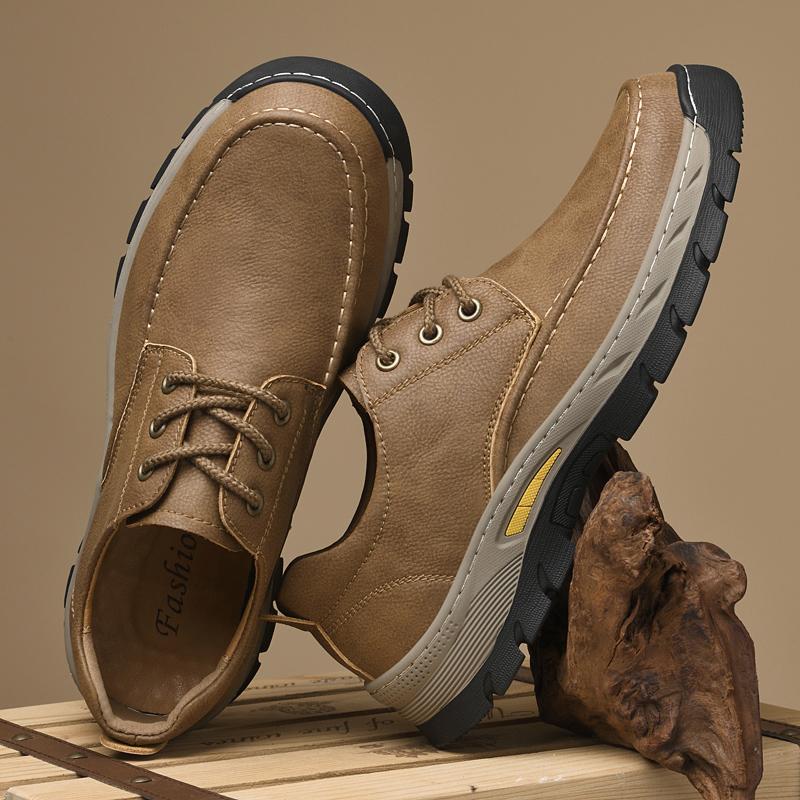 New Men's Casual Leather Shoes Versatile Male Business Flats Casual Comfortable Oxford Shoes Non-Slip Outdoor Sneakers