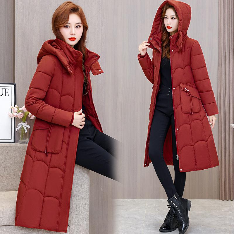 Over Knee Down Cotton-padded Clothes for Women's Winter New Slim-fitting Medium and Long Cotton-padded Clothes, Cotton-padded Jackets, Thickened Coats