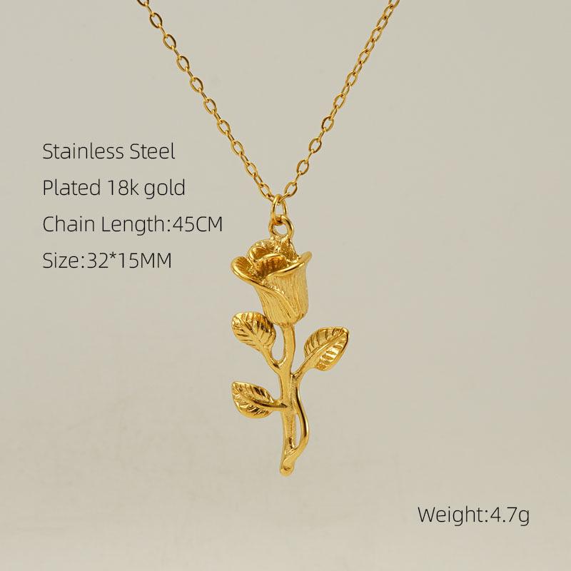 

Unique Stainless Steel Irregular Shell Rose Necklace for Women 18K Gold Plated