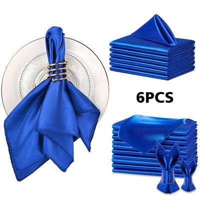6 Pack Luxury Dinner Settings Bridal Showers Soft Smooth Fabric Banquet Square Satin Napkins Party Decoration 43x43cm