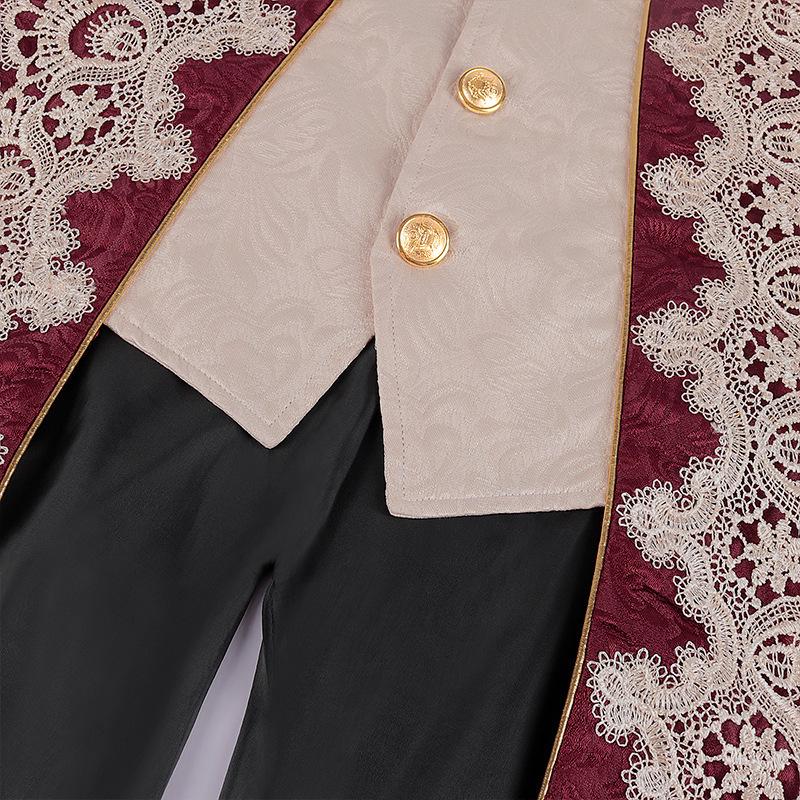 Men's 2025 Punk Gothic Victorian Lace Tailcoat Jacket