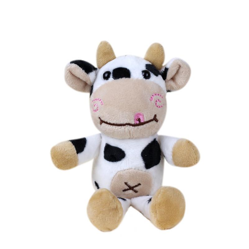 Cute White Cow Plush Toy Keychain Short Plush Stuffed Animal For Bags
