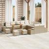 14-piece Garden Sofa Set with Beige Cushions Poly Rattan Acacia, 2-seater Garden Sofa with Cushions 3362851