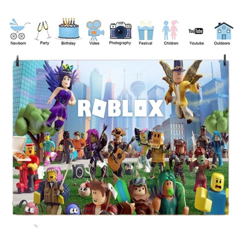 Roblox Boys' Game Birthday Party Decoration Banner 5x3 Ethylene Photography Backdrop Cloth