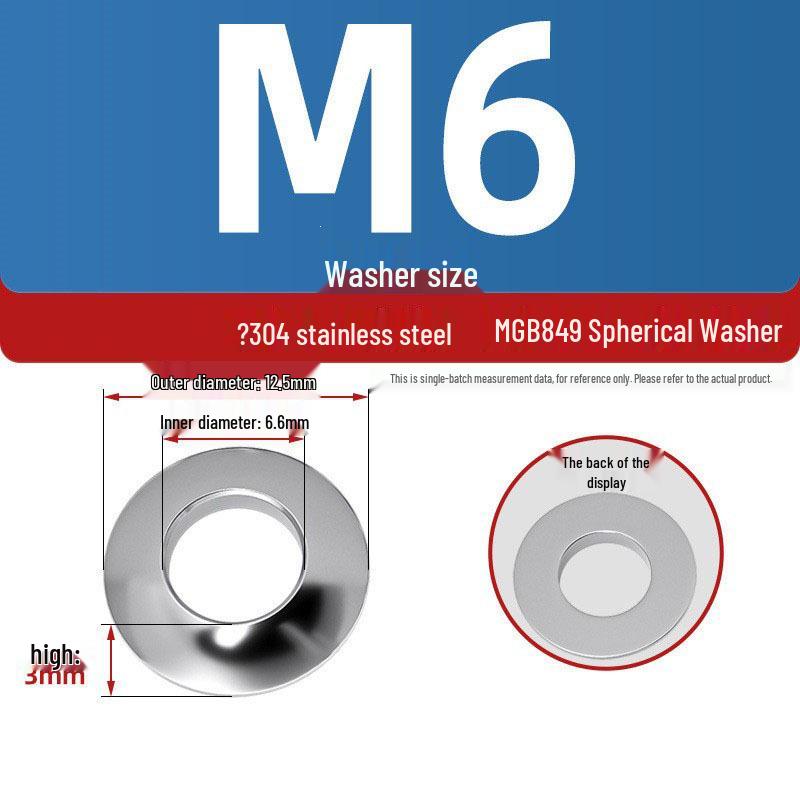304 Stainless Steel Conical, Spherical, and Concave Convex Washers (M6, M8, M10, M12)