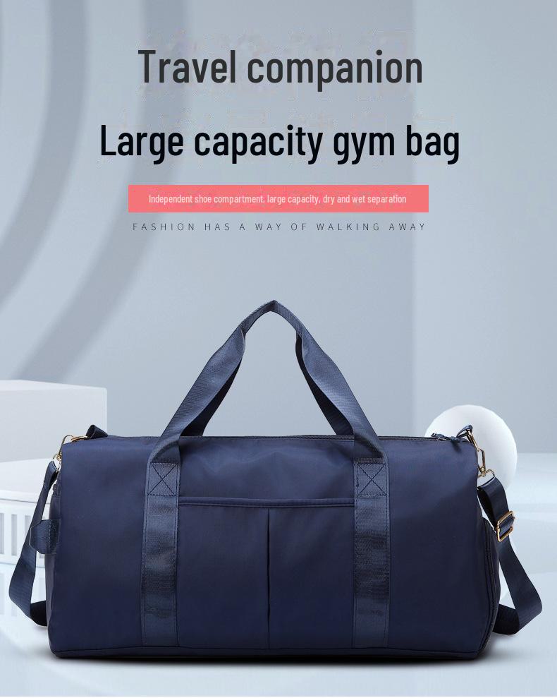 Tragbare, einfarbige Reisetasche mit Schuhfach, Trocken-/Nasstrennung, Messenger-Schultergurt, leicht für Schwimmen und Fitness