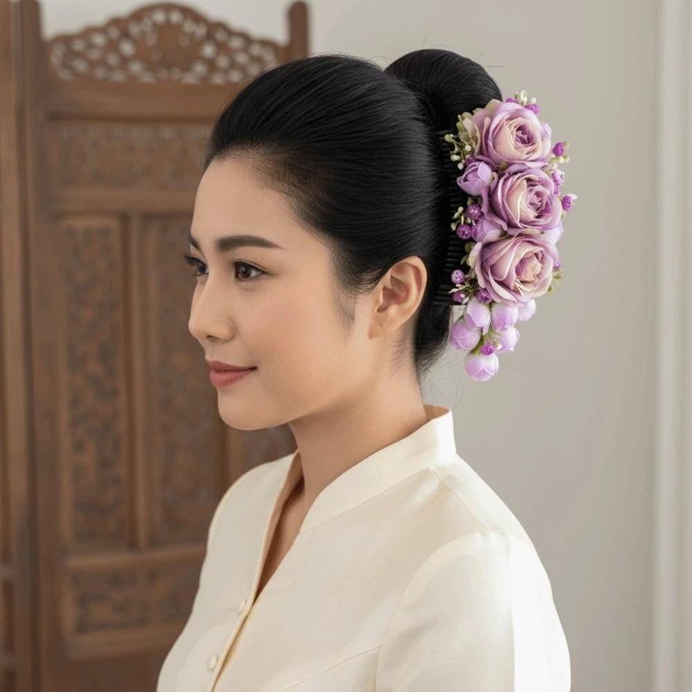 Sweet Flowers Hairpin Rose Chignon Hair Clips Handmade Rose Hair Comb Party