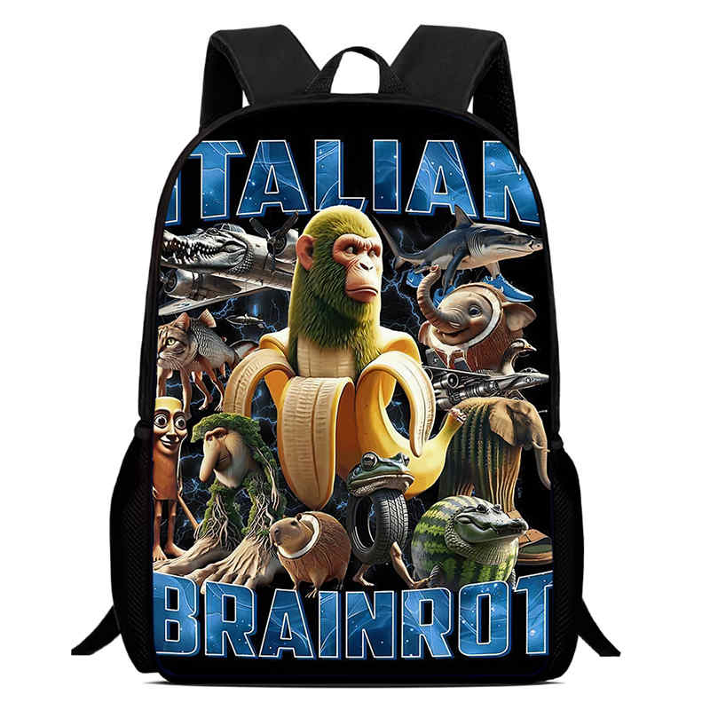 15 in Funny BrainRot Child School Backpack Aged 5-10,Cartoon School Bags for Boys Girls,Light Weight & Durable Kids Bakpack