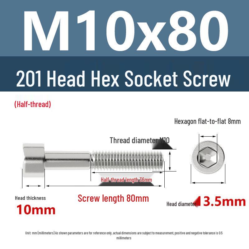 Yigu 201 Stainless Steel Cup Head Hexagon Screws and Bolts - M3, M4, M5, M6