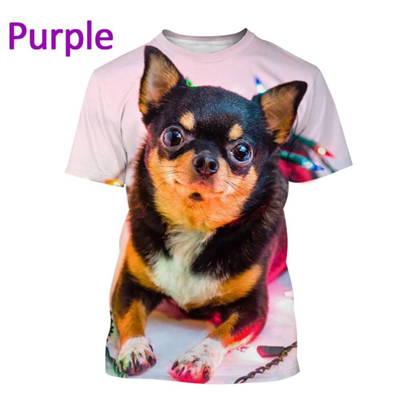Cute Animals 3d Mens Graphic Tshirts Women Funny Chihuahua Dog Pattern T Shirt Kid Street Breathable O Neck Short Sleeve T-shirt