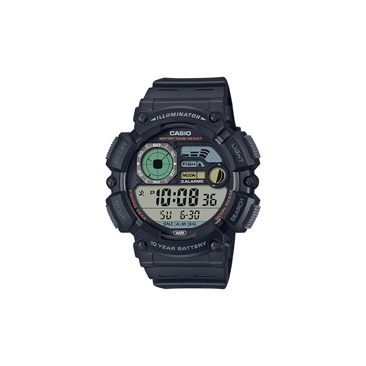Casio Waterproof 100 Meters Quartz Movement Resin Strap Watch Men watches Black WS-1500H-1AV Black Strap