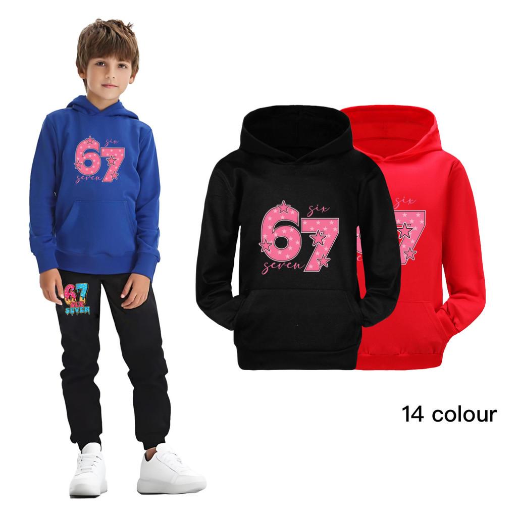 5291 Kids Boys Girls Steal a Brainrot 67 Printed Multi-color Long Sleeves Hoodies