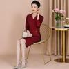 2023 Autumn Elegant Knee-Length Dress for Middle-Aged Women - Slimming Plus Size, Perfect for Weddings and Special Occasions