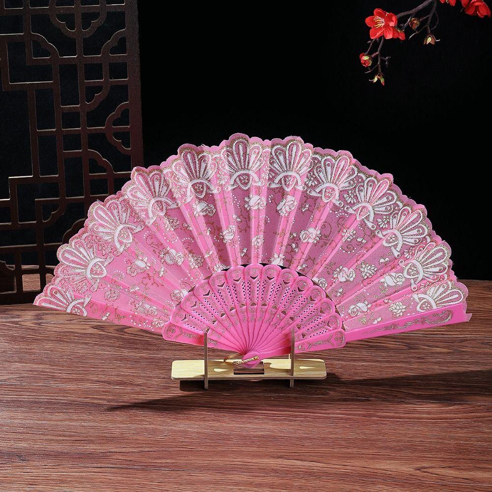 

Handheld Chinese Style Folding Fan With Fan Ring Folding Fan Vintage Ancient Fan Summer фіолетовий