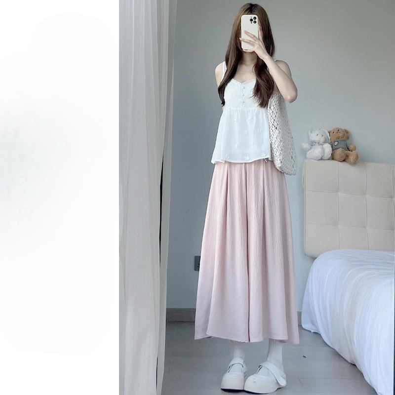 

Широкие брюки из белого шелка Ice Silk для женщин на весну и лето. Новые свободные драпированные брюки с высокой талией и повседневные брюки Yamamoto с юбкой. L