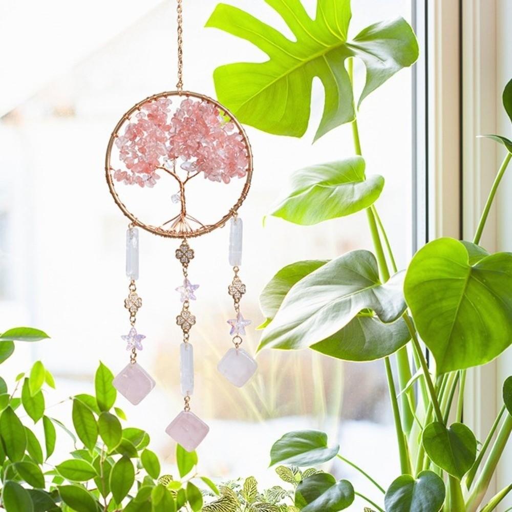 Crystal Stone Dream Catcher Boho Rainbow Dreamcatcher Lucky Crystal Suncatcher Window Decor