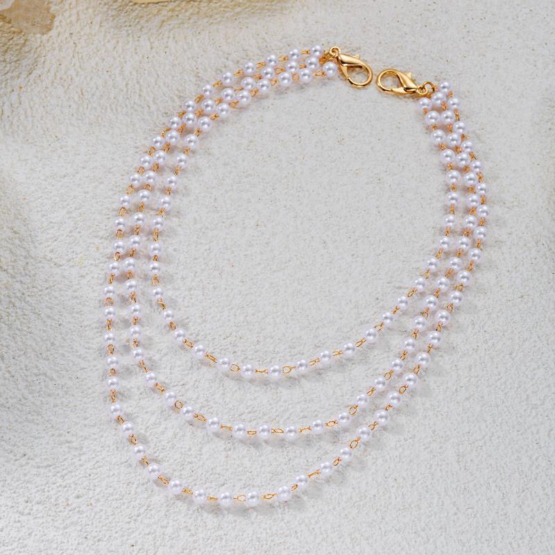 Boho Imitation Pearl Multi Layer Body Chain Beaded Shoulder Chain for Women Beach Vacation Daily Wear Jewelry