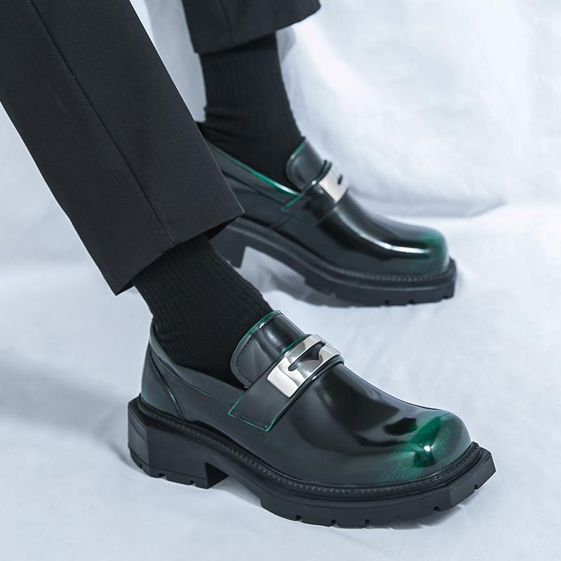 Fashion Men's Handmade Leather Square Toe Shoes Spring Wide Width Comfortable Lace-Up Derby Non-Slip Rubber Sole Durable Business Casual