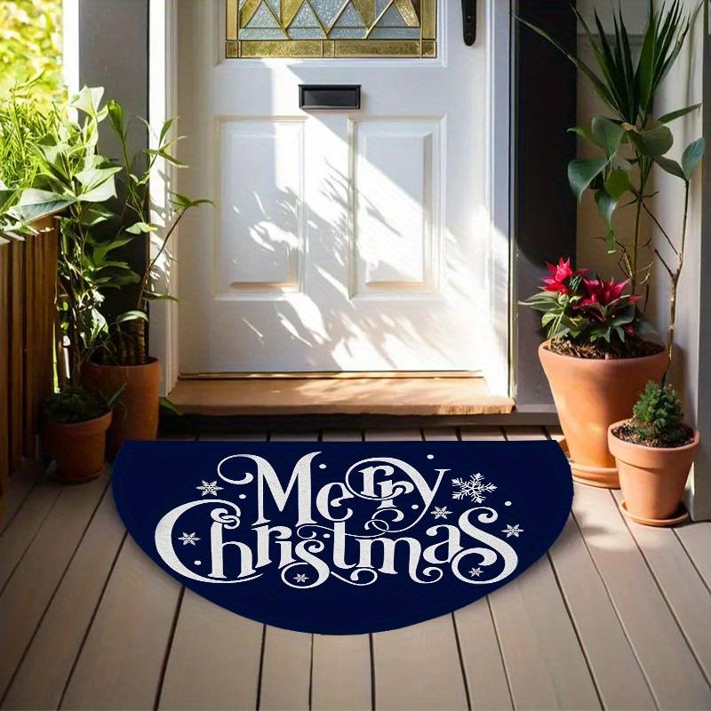 1Pcs Navy Blue Snowflake Semi Circle Welcome Doormat Non-Slip for Outdoor Patio Porch Kitchen Bathroom Entryway Floor Mat