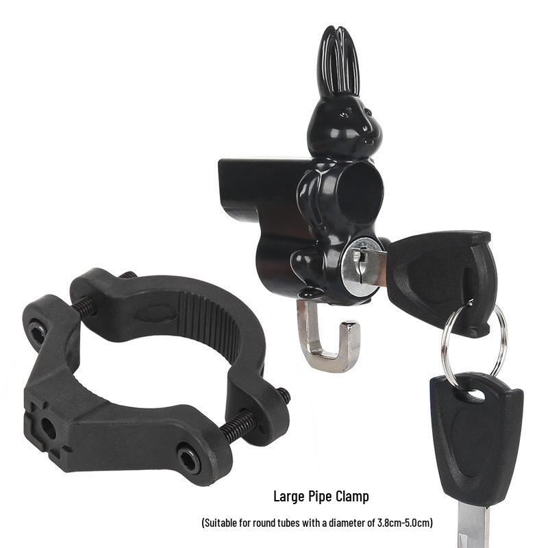 Electric Bicycle & Motorcycle Helmet Lock with Safety Buckle and Key Hook