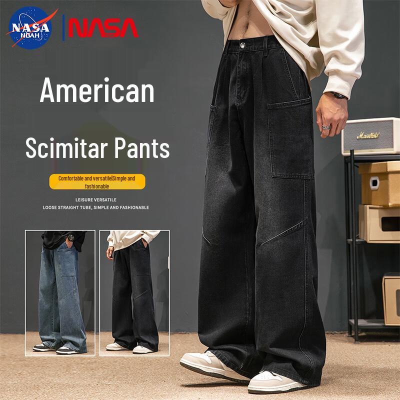 

NASA NOAH Men s Retro Straight-Leg Workwear Jeans L