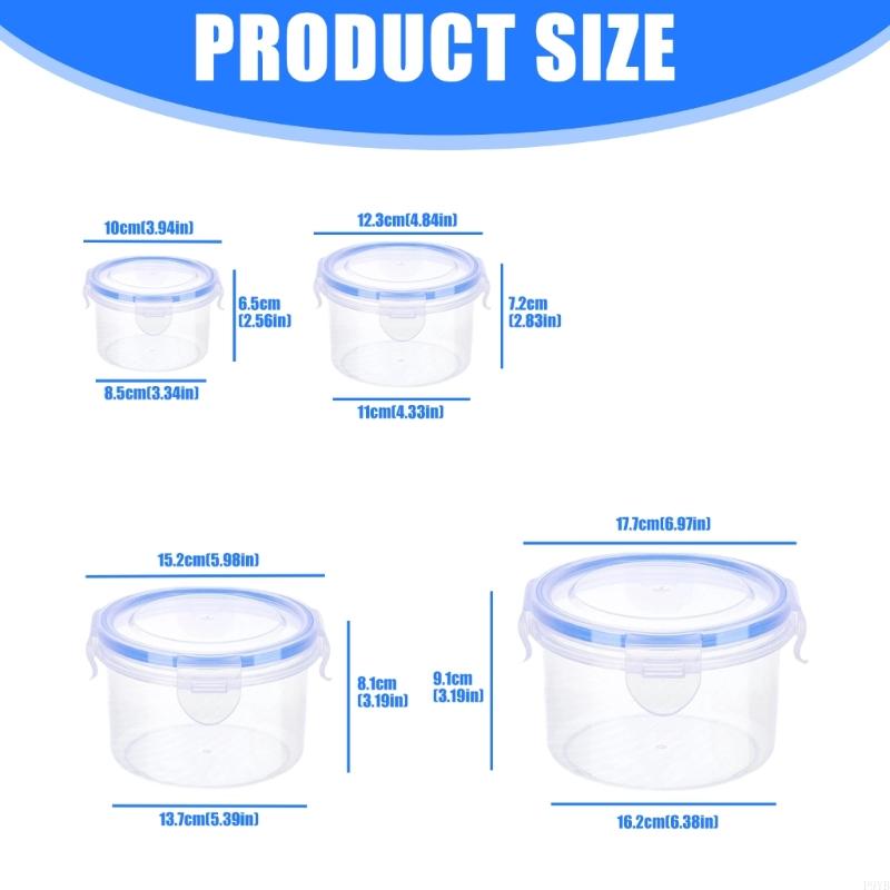 Round Plastic Storage Container With Lids For Kitchen And Freezer Safe Use P9YB