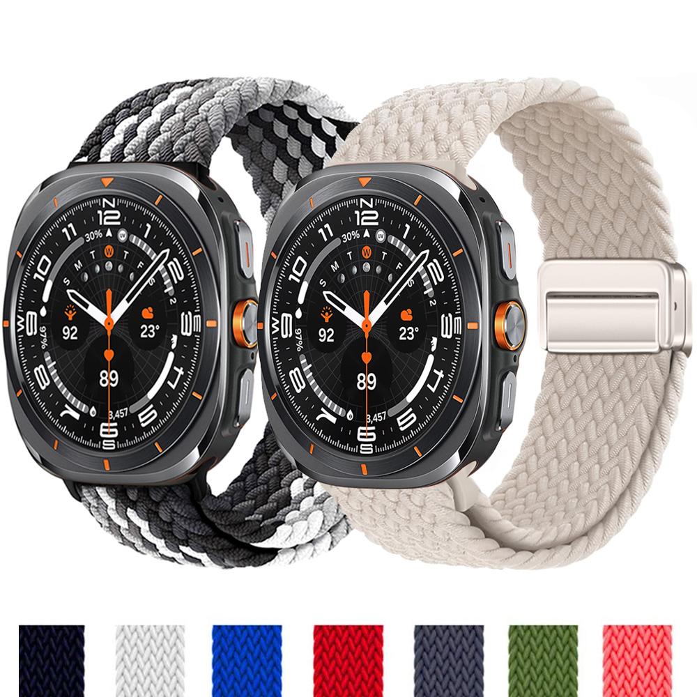 Braided Loop For Samsung Galaxy Watch 7 Ultra Strap 47mm Accessories Magnetic Nylon Bracelet Correa Galaxy Watch Ultra Band 47mm