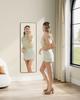 SONGMICS Full Length Mirror 120x40cm Rectangle Mirror Wall Door Mounted Aluminum Alloy Frame Tempered Glass Bedroom Living Room Wardrobe Ink Black