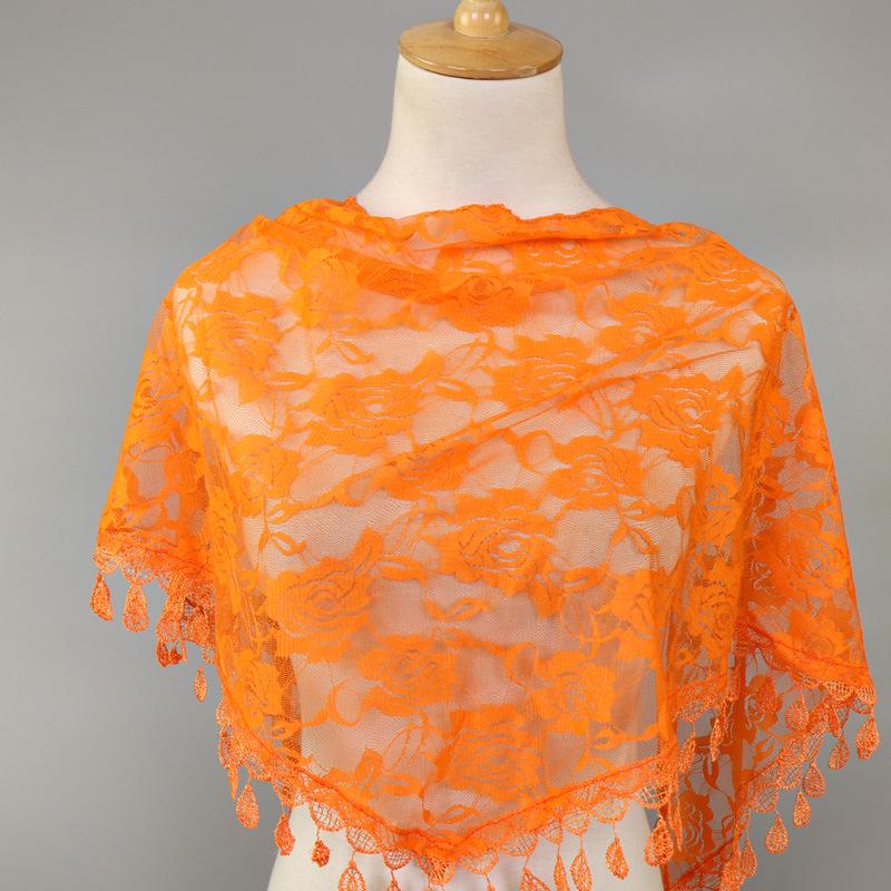 Embroidered Triangle Scarf For Church Shawl Catholic Church Prayer Shawl Sheer Floral Spanish Mantilla Lace Veil Wedding Cape