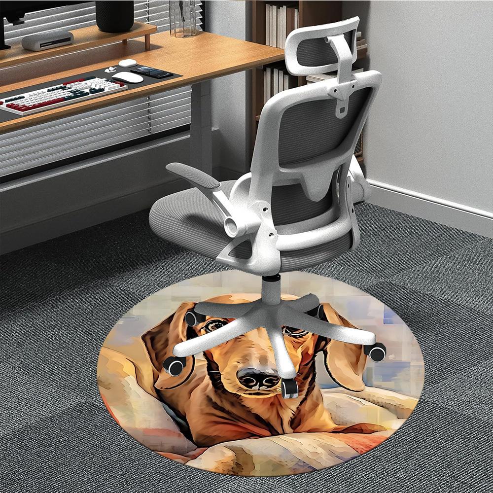 1pc Dachshund Pattern Office Round Rug, Non-slip, Soft and Durable Office Rug for Interior Decoration, Perfect for Office,Decoration Yy260204023