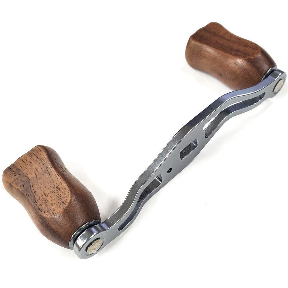 VISPREA Reel Parts Baitcasting Reel Handle 85mm Crank Aluminum Alloy Shimano Daiwa Abu Garcia Custom Parts Replacement Wooden Knob YU217 (Silver)