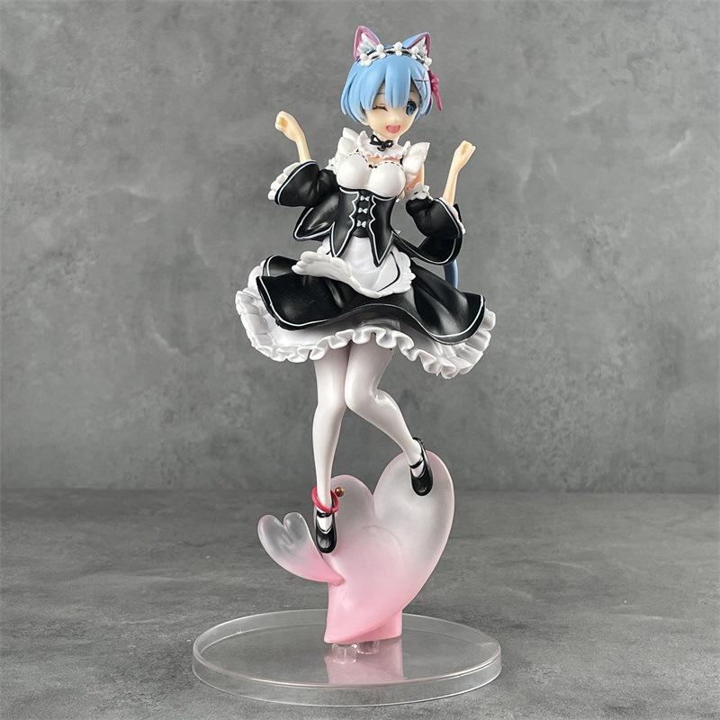 Cute Rem Nekomimi Maid Outfit Anime Figure PVC Action Figure for Re:Zero Fans