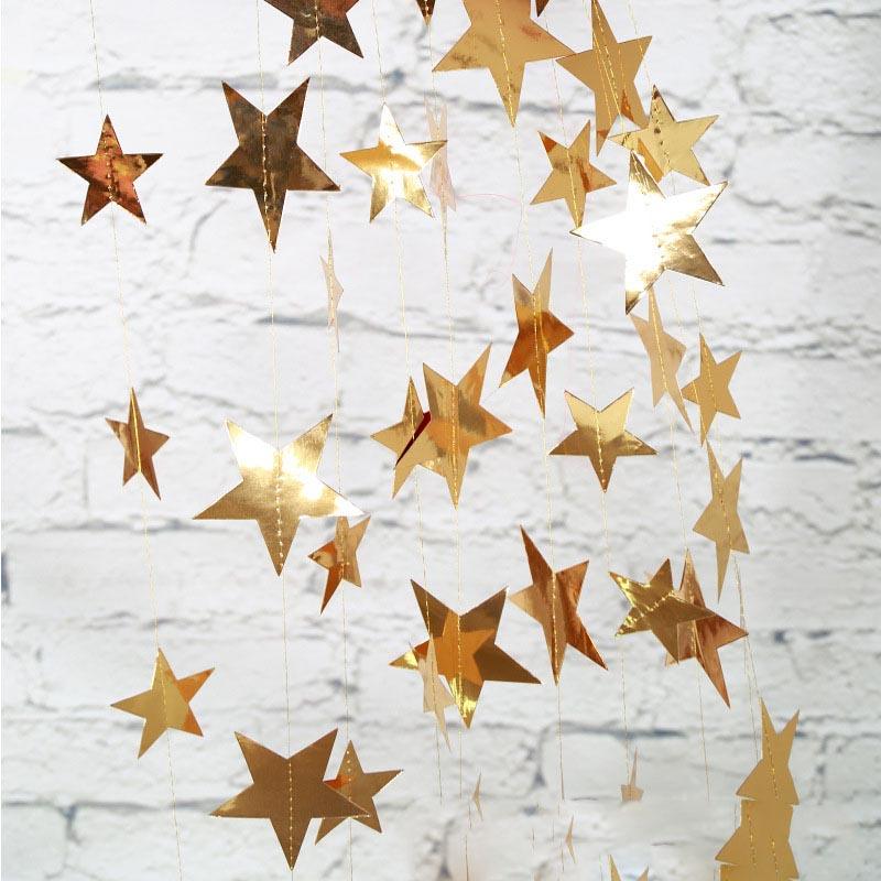 4M Star Garland 7cm 10cm Paper Stars Streamer Glitter Bunting for Birthday Party Decoration Kids Room Decor Baby Shower Supplies 5