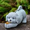 Solar Dog Statue Garden Decor Waterproof Weather-Resistant Resin Garden Statues Solar Lights Outdoor for Lawn Patio Pathway