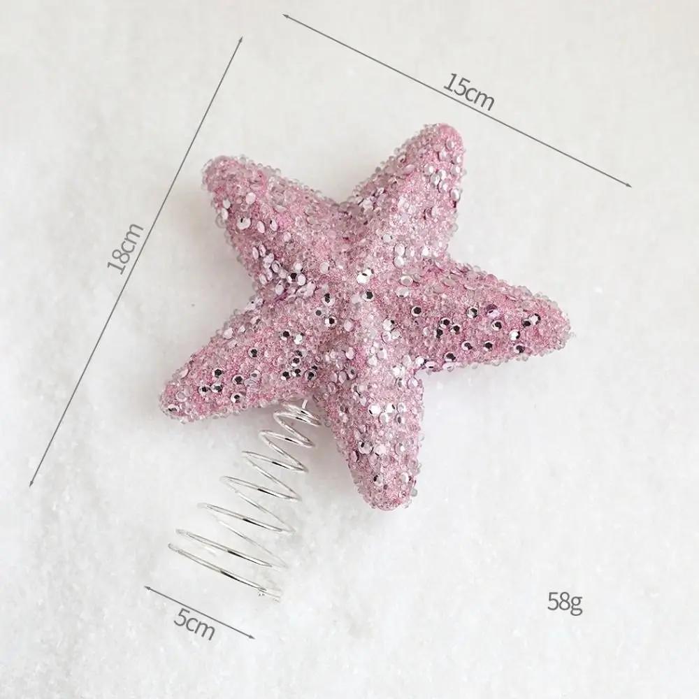 Pink Christmas Tree Ornaments Foam Ball Bow Tree Top Star Shatterproof Xmas Tree Hangings Pendant DIY Xmas Decorations